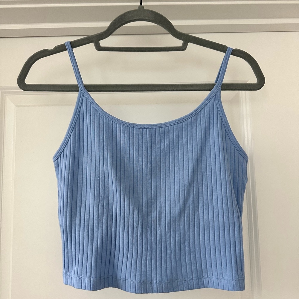 Old Navy Blue Ribbed Crop Camisole